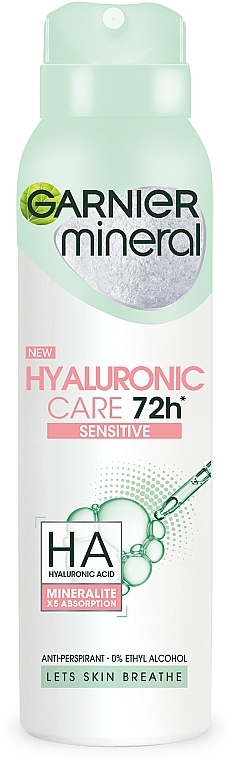 Deospray Antritranspirant - Garnier Mineral Hyaluronic Care 72h Sensitive — Bild N1