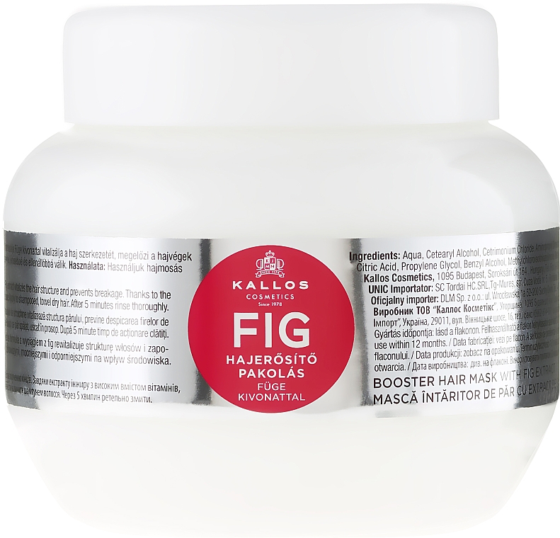 Verstärkende Haarmaske mit Feigenextrakt - Kallos Cosmetics FIG Booster Hair Mask With Fig Extract