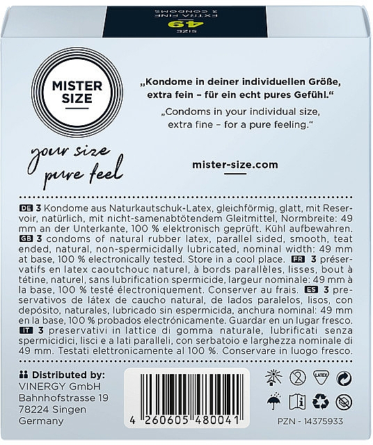 Latexkondome Größe 49 3 St. - Mister Size Extra Fine Condoms — Bild N3