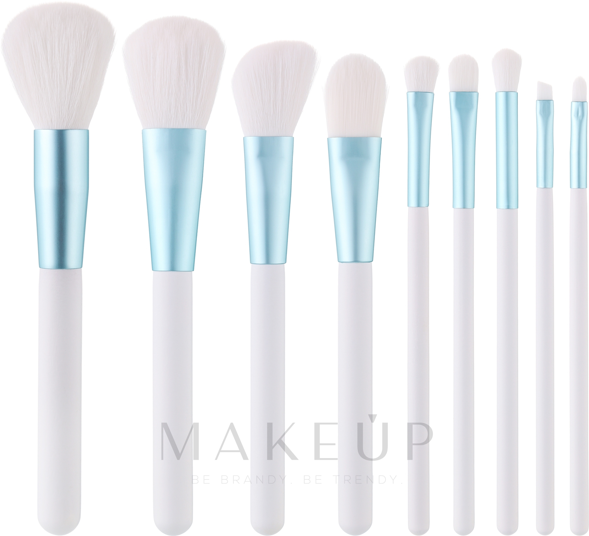 Make-up Pinselset 9-tlg. weiß-hellblau - Tools For Beauty MiMo White Set — Bild 9 St.