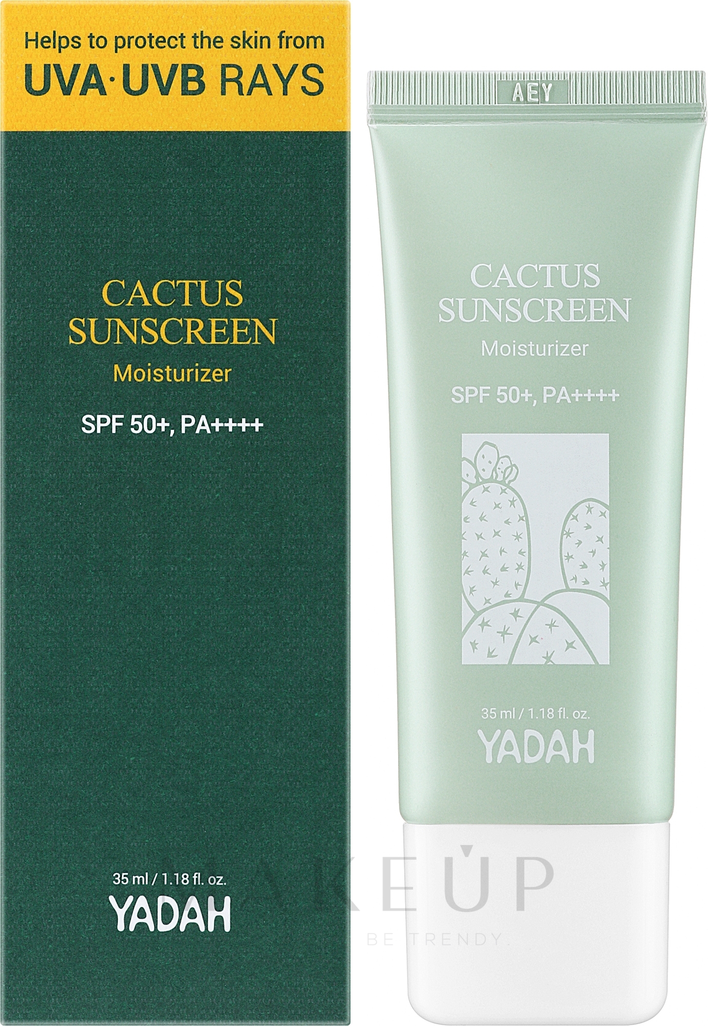 Feuchtigkeitsspendende Sonnenschutzcreme - Yadah Cactus Sunscreen Moisturizer SPF50+ PA++++ — Bild 35 ml