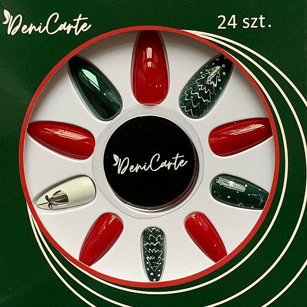 Künstliche Nägel mit Weihnachtsdesign rot, grün, weiß - Deni Carte — Bild N1