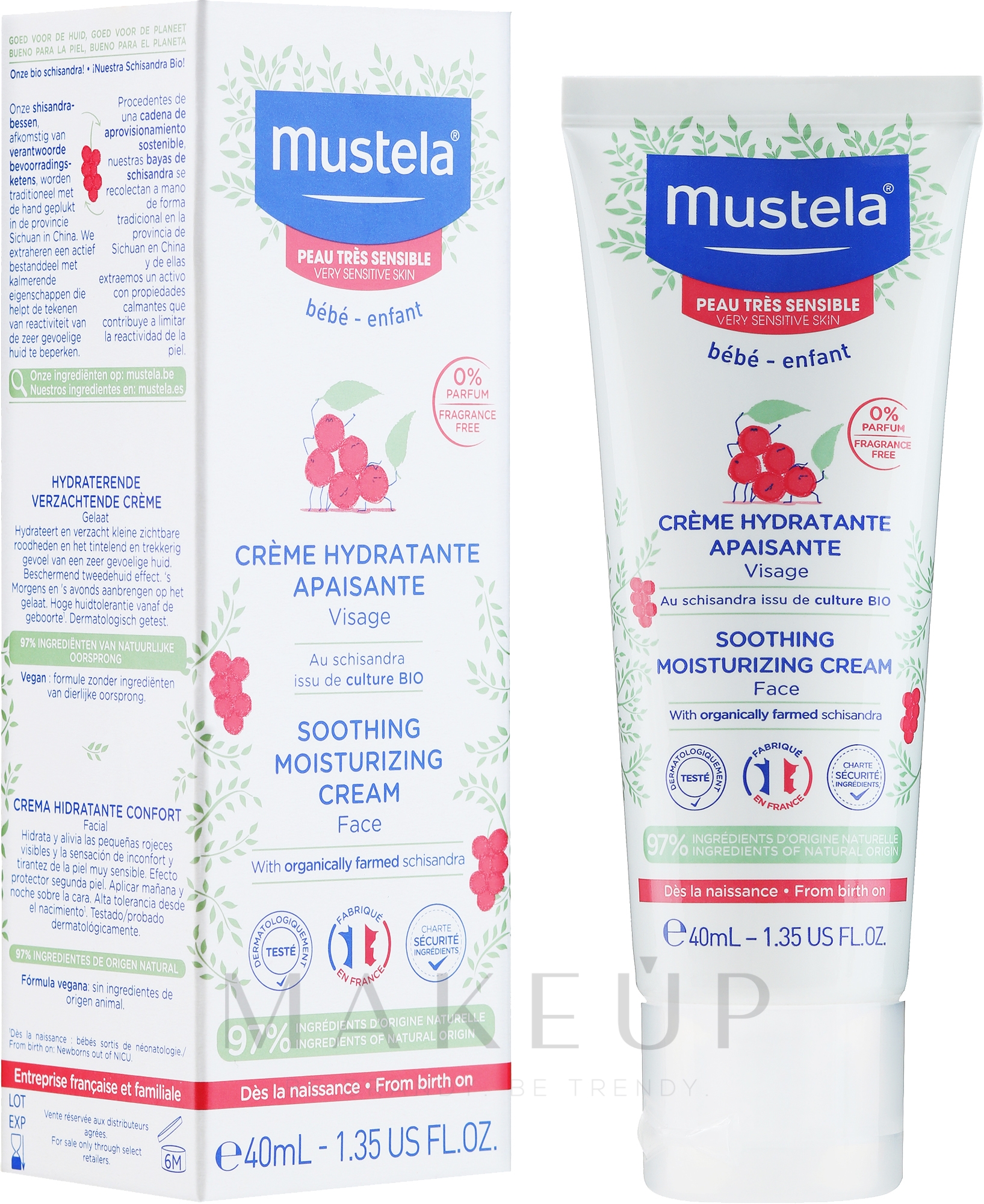Beruhigende und feuchtigkeitsspendende Gesichtscreme - Mustela Bebe Face Soothing Moisturizing Cream Very Sensitive Skin — Bild 40 ml