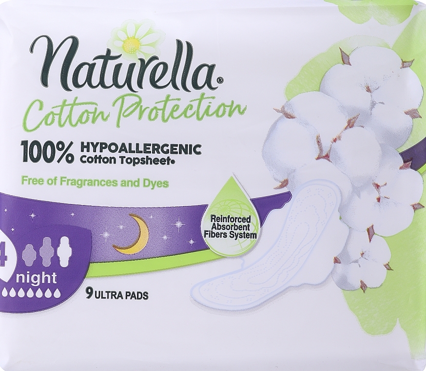Damenbinden mit Flügeln 9 St. - Naturella Cotton Protection Ultra Night — Bild N1