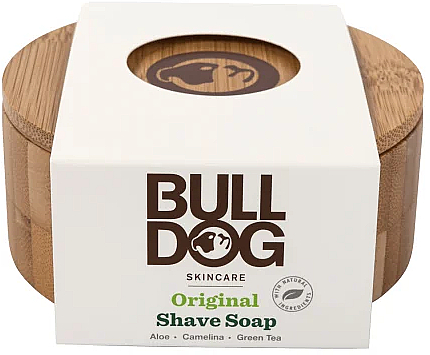 Rasierseife mit Aloe, Leindotter und grünem Tee inkl. Bambus-Seifenschale - Bulldog Skincare Original Shave Soap In A Bamboo Bowl — Bild N1