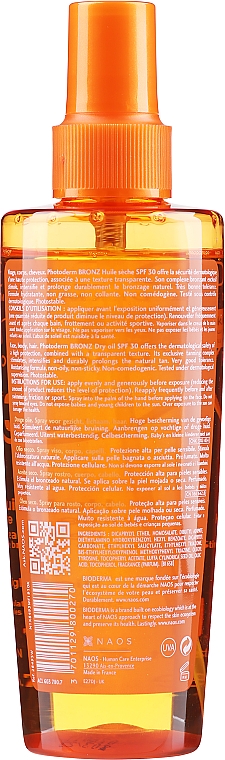 Trockenes Sonnenschutzöl-Spray für Körper, Gesicht und Haar SPF 30 - Bioderma Photoderm Bronz Dry Oil SPF 30 — Bild N2