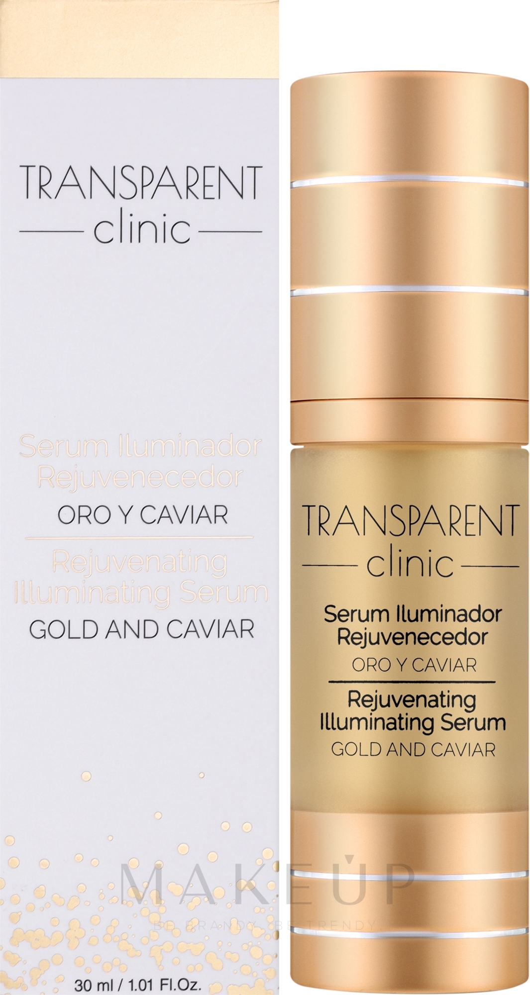 Anti-Aging illuminierendes Gesichtsserum mit Gold und Kaviar - Transparent Clinic Rejuvenating Illuminating Serum — Bild 30 ml