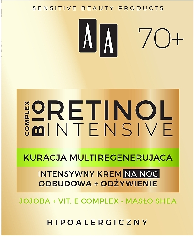 Intensiv regenerierende Nachtcreme mit Retinol und grünem Kaviar 70+ - AA Retinol Intensive Healthy Glow 70+ Night Cream — Bild N1