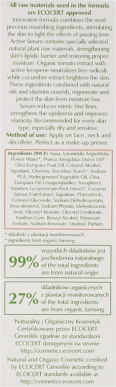 Verjüngendes Gesichtsserum mit Tomaten und Gurken 35+ - Ava Laboratorium Eco Garden Certified Organic Serum Tomato & Cucumber — Bild N3