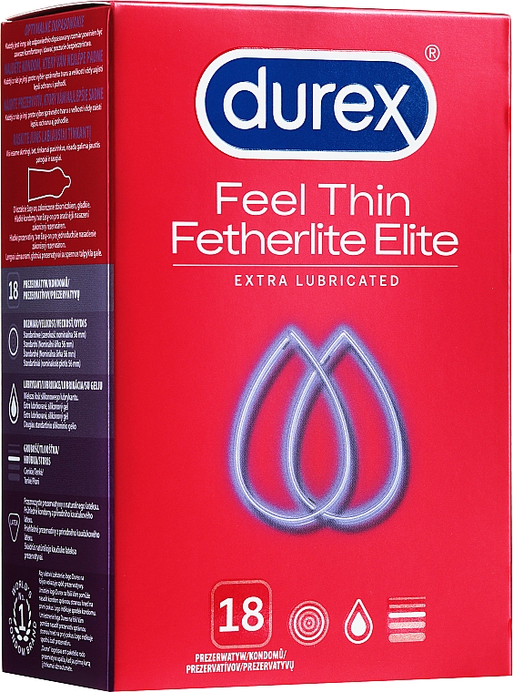 Kondome 18 St. - Durex Feel Thin Fetherlite Elite Extra Lubricated — Bild N1