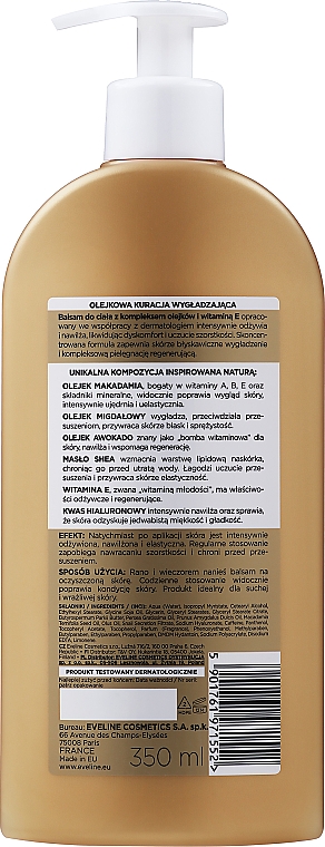 Intensiv feuchtigkeitsspendender, glättender und nährender Körperbalsam mit Mandel-, Macadamia- und Avocadoöl - Eveline Cosmetics Expert Balm — Bild N4