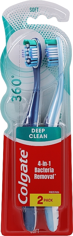 Zahnbürsten Super Clean weich, dunkelblau, blau - Colgate 360 Whole Mouth Clean Soft — Bild N1