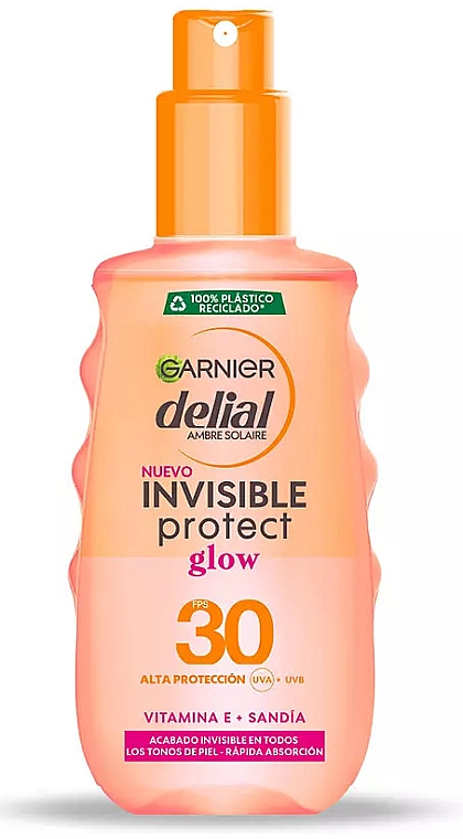 Sonnenschutzspray - Garnier Delial Ambre Solaire Invisible Protect Glow SPF30 Spray — Bild N1