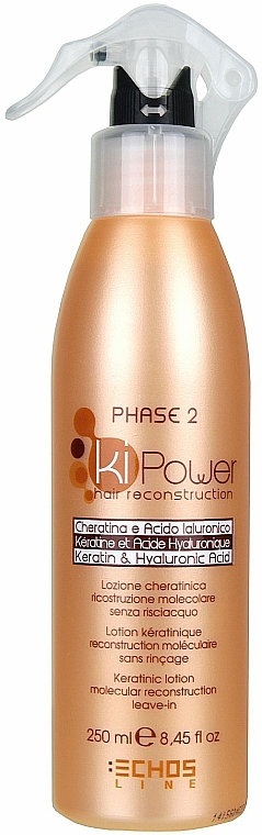 Wiederaufbauende Haarlotion ohne Ausspülen mit Keratin und Hyaluronsäure - Echosline Ki Power