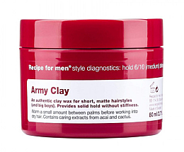 Düfte, Parfümerie und Kosmetik Haarwachs für Männer mit Matt-Effekt Starker Halt - Recipe for Men Army Clay Wax