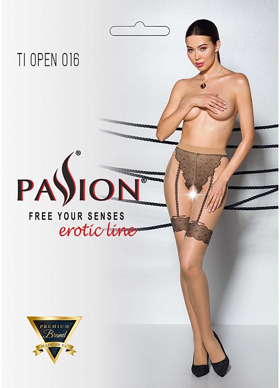Erotische Strumpfhose mit Ausschnitt Tiopen 016 20 Den beige - Passion — Bild N1