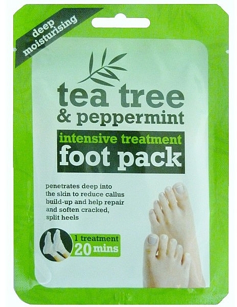 Feuchtigkeitsspendende Fußmaske in Socken mit Teebaum und Pfefferminze - Xpel Marketing Ltd Tea Tree & Peppermint Deep Moisturising Foot Pack