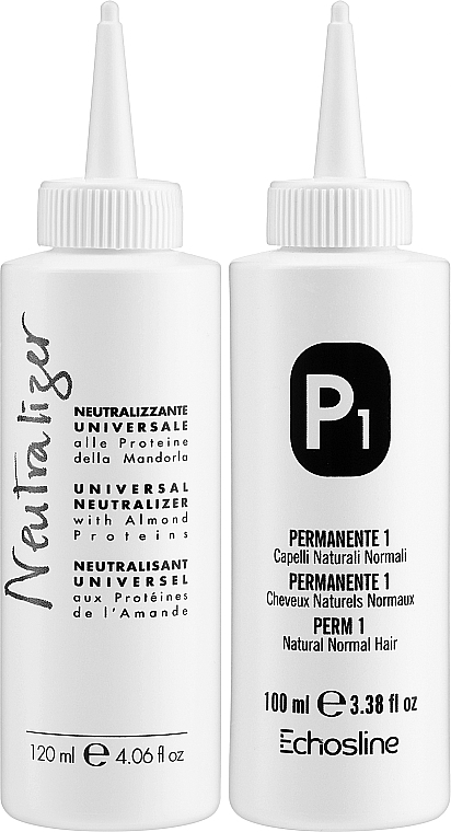 Dauerwelle-Set für normales Haar - Echosline Perm P1 (neutralizer/120ml + perm/100ml) — Bild N2