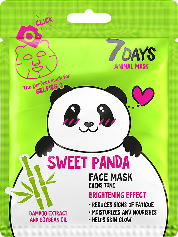 Aufhellende Gesichtsmaske mit Sojaöl und Bambusextrakt Süßer Panda - 7 Days Animal Sweet Panda — Bild N1
