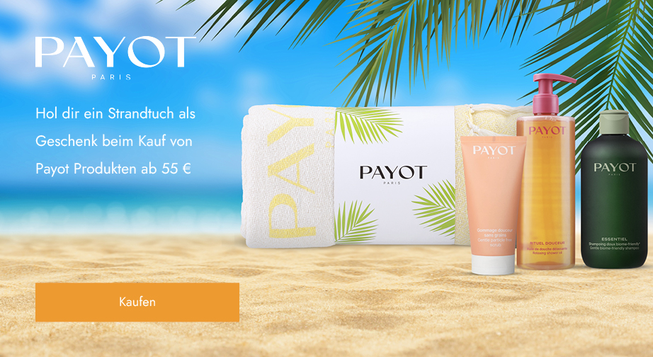 Beim Kauf von Payot Produkten ab 55 € erhältst du ein Strandtuch geschenkt