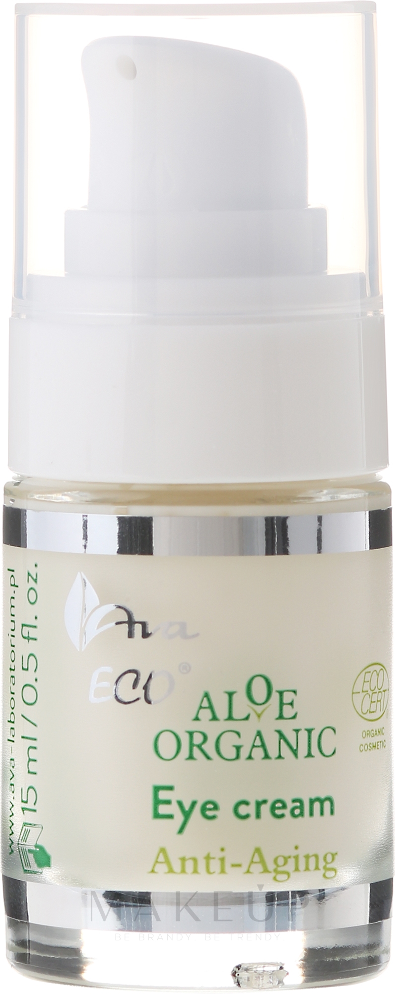 Glättende und feuchtigkeitsspendende Anti-Aging Lifting-Augenkonturcreme mit Aloe Vera und Feigenkaktus - Ava Laboratorium Aloe Organiic Eye Cream — Bild 15 ml