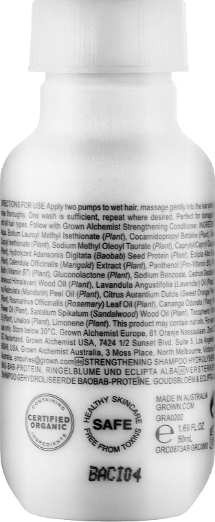 Stärkendes Shampoo mit hydrolysiertem Baobab-Protein - Grown Alchemist Strengthening Shampoo 0.2 Hydrolyzed Bao-Bab Protein & Calendula & Eclipta Alba — Bild N3