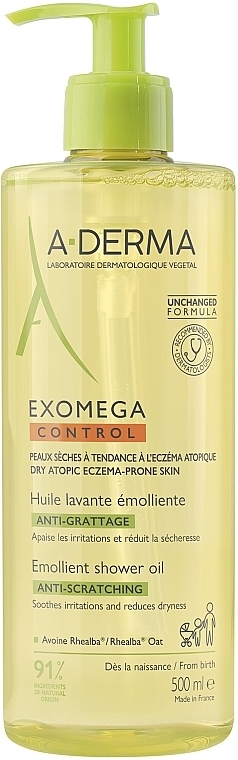 Erweichendes Gesichts- und Körperreinigungsöl für trockene und zu Atopie neigende Haut - A-Derma Exomega Control Emollient Cleansing Oil