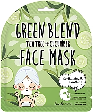 Tuchmaske für das Gesicht mit grünem Tee und Gurkenextrakt - Look At Me Green Blend Tea Tree + Cucumber Face Mask — Bild N1