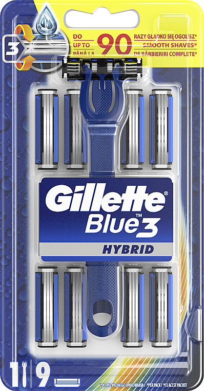 Rasierer mit 9 Ersatzklingen - Gillette Blue 3 Hybrid — Bild N1