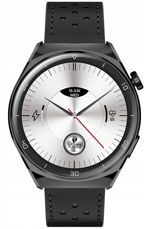 Smartwatch für Herren schwarzes Armband - Garett Smartwatch V12 Black Leather — Bild N2