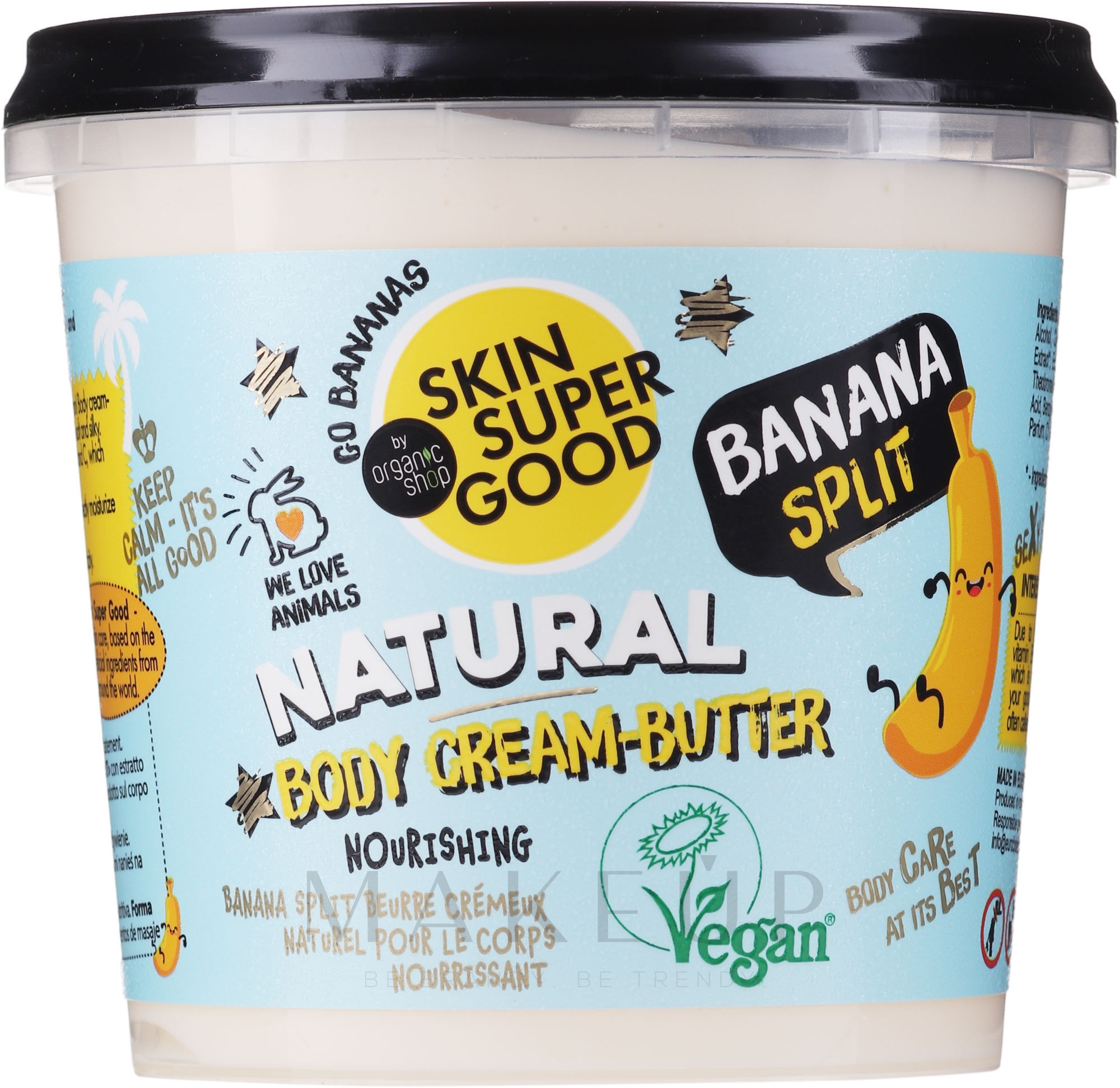 Körpercreme-Butter mit Banane, Kokosmilch, Chiasamen und Kakao - Planeta Organica Natural Body Cream-Butter Banana Split — Bild 360 ml