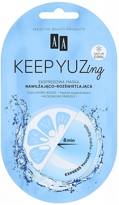 Feuchtigkeitsspendende und aufhellende Express-Gesichtsmaske - AA Cosmetics KEEP YUZing — Bild N1