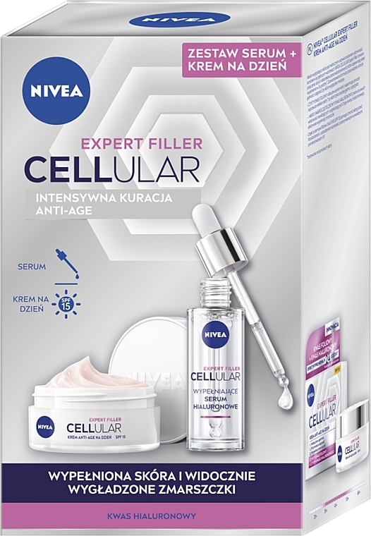 Nivea Cellular Expert Filler Duopack - Set (Gesichtscreme 50ml + Gesichtsserum 30ml) — Bild N1