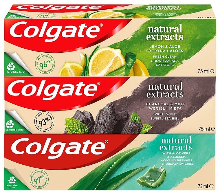 Set - Colgate Natural Extracts Mix (tooth/paste/3x75ml) — Bild N1