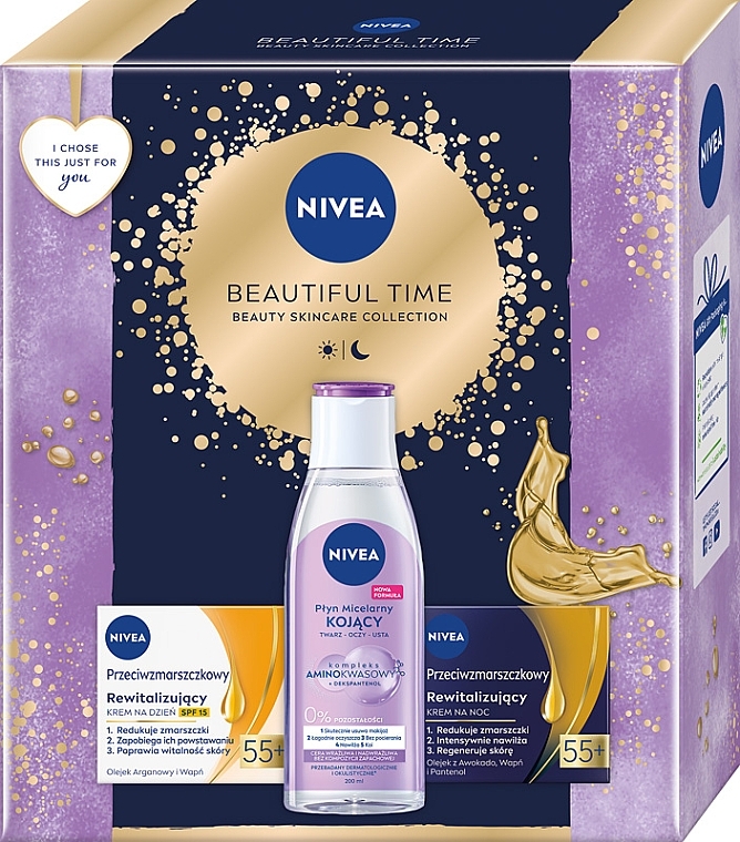 Gesichtspflegeset - NIVEA Beautiful Time (Mizellenwasser 200ml + Tagescreme 50ml + Nachtcreme 50ml) — Bild N1