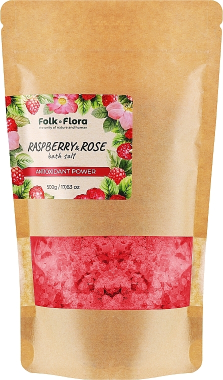 Badesalz Himbeere und Rose - Folk&Flora Wild Rose & Rasberry Bath Salt  — Bild N1