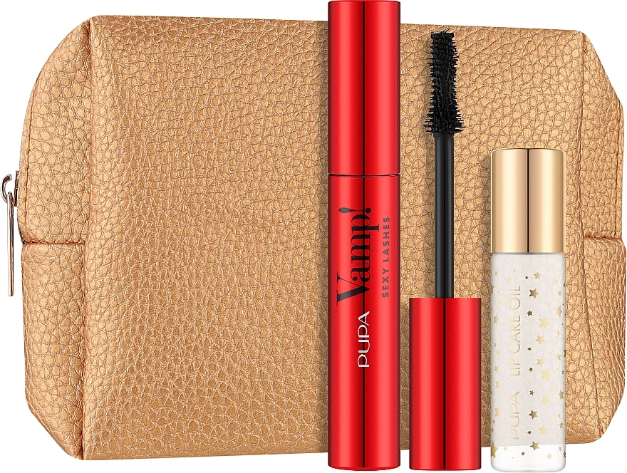 Pupa Vamp! Sexy Lashes & Lip Care Oil Kit - Make-up Set (Mascara 12ml + Lippenöl 9.5ml + Kosmetiktasche 1 St.) — Bild N1