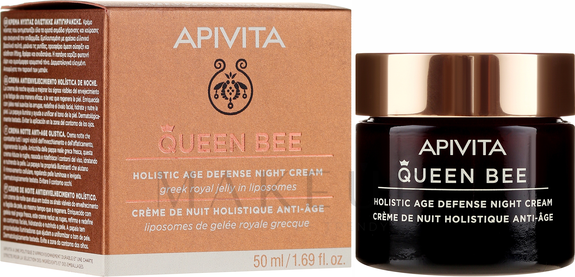 Straffende Anti-Aging Nachtcreme mit griechischem Gelée Royale - Apivita Queen Bee Holistic Age Defense Night Cream — Bild 50 ml