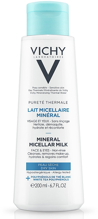 Mizellenmilch für trockene Haut und Augen - Vichy Purete Thermale Mineral Micellar Milk — Bild N1