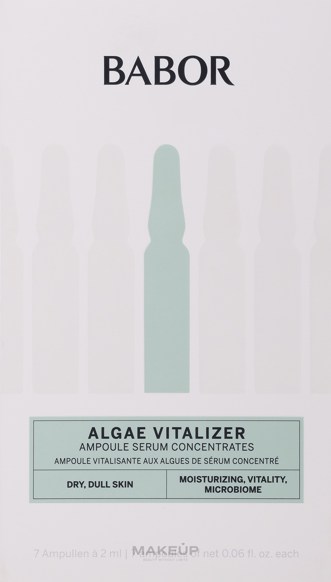Vitalisierende und feuchtigkeitsspendende Gesichtsampullen mit Algen - Babor Ampoule Concentrates Algae Vitalizer — Bild 7 x 2 ml