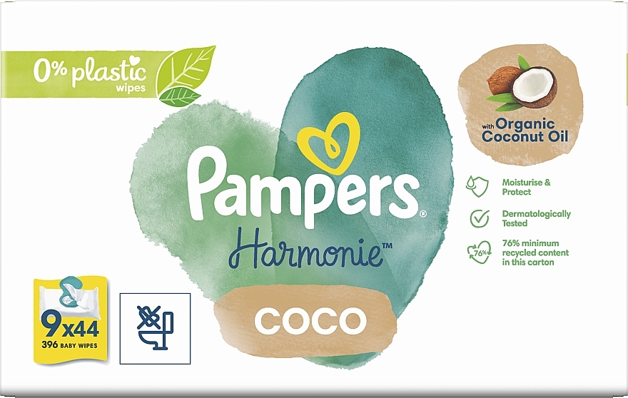 Feuchttücher für Babys 9x44 St. - Pampers Harmonie Coco Baby Wipes — Bild N5