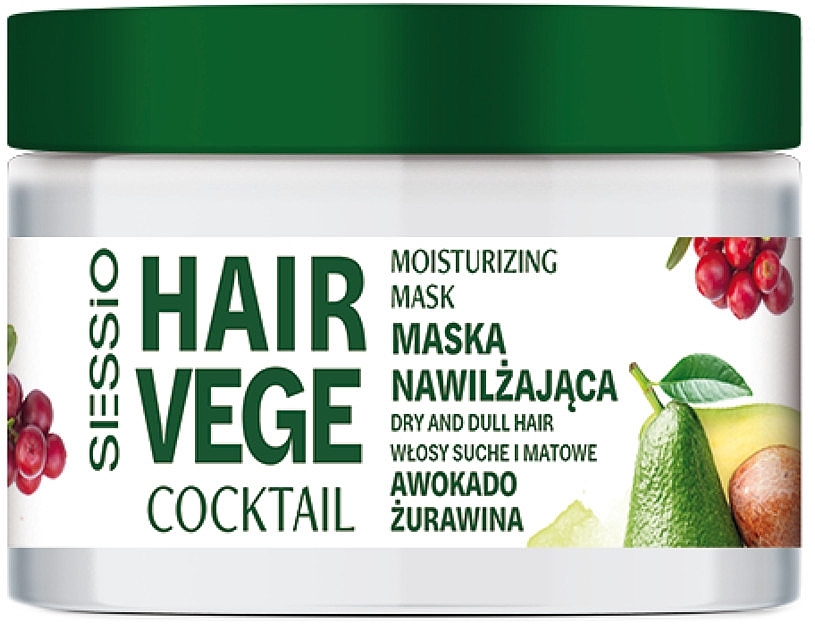 Feuchtigkeitsspendende Haarmaske mit Avocado und Cranberry - Sessio Hair Vege Cocktail Moisturizing Mask  — Bild N1