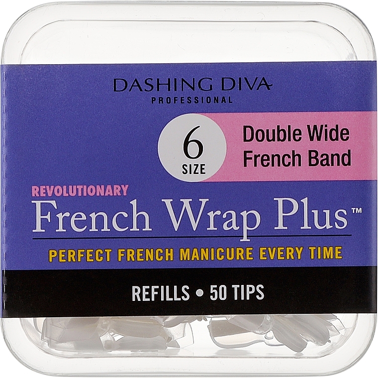 Nageltips French Wrap - Dashing Diva French Wrap Plus Double Wide White 50 Tips Size 6 — Bild N1