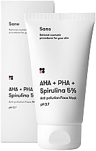 Düfte, Parfümerie und Kosmetik Gesichtsmaske gegen Toxine mit AHA + PHA + Spirulina 5% - Sane AHA + PHA + Spirulina 5% Anti-pollution Face Mask