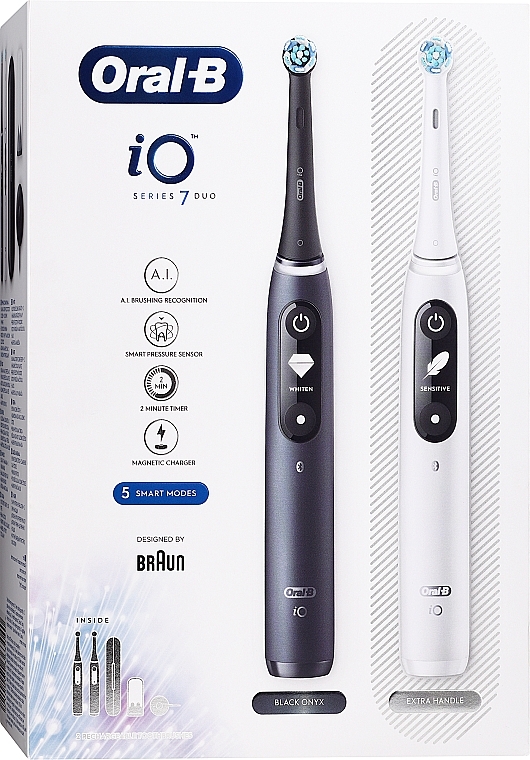 Set - Oral-B iO Series 7 Duo Pack Black Onyx/White (toothbrushes/2pcs) — Bild N1