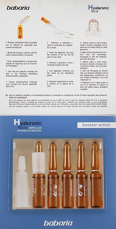 Feuchtigkeitsspendende Gesichtsampullen mit Hyaluronsäure - Babaria Hyaluronic Acid Ampoule — Bild N2