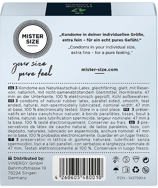 Kondome aus Latex Größe 47 3 St. - Mister Size Extra Fine Condoms — Bild N3