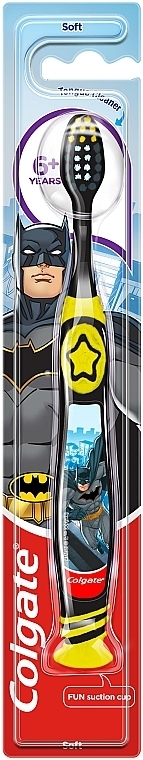 Kinderzahnbürste 6+ Jahre weich Batman schwarz-gelb - Colgate Smiles Toothbrush — Bild N4