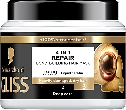Regenerierende Haarmaske 4in1 - Gliss Kur 4 in 1 Ultimate Repair Bond-Building Hair Mask — Bild N1