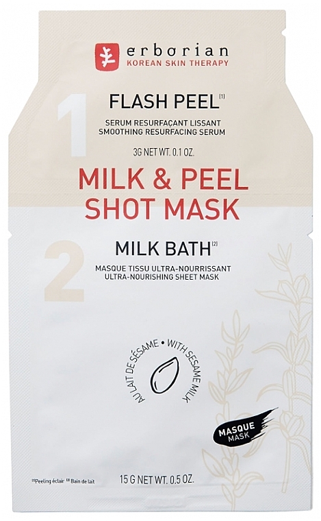 Ultra pflegende Tuchmaske für das Gesicht mit Sesammilch - Erborian Milk & Peel Shot Mask — Bild N1